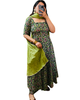 Green Kalamakari Kantha Printed Cotton Anarkali Kurti