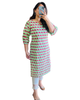 Mint Green Floral Cotton Straight Long Kurti
