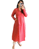 Red Kantha Printed Cotton A-Line Kurti