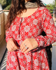 Red Ajrak Printed Cotton Anarkali Kurti