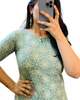 Pastel Blue Printed Cotton Straight Long Kurti