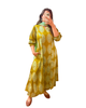 Green Block Printed Cotton A-Line Kurti