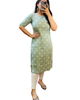 Pastel Blue Printed Cotton Straight Long Kurti