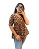 Black Ajrak Printed Cotton Tulip Flare Top