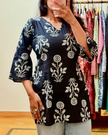 Black Floral Printed Short Kurti