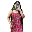 Red Floral Printed Cotton Straight Long Kurti