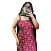 Red Floral Printed Cotton Straight Long Kurti