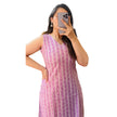 Lavender Lining Printed Cotton Straight Long Kurti