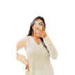 Off White Solid Cotton A-Line Kurti