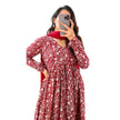 Red Floral Printed Cotton Manmohini Alia Cut Kurta