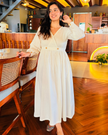 Off White Solid Idaho Cotton Dress