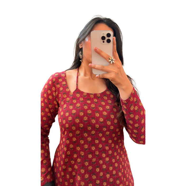 Pink Printed Cotton Avasya Short Kurti