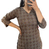 Black Printed Cotton Straight Long Kurti