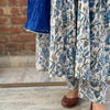 Blue White Floral Printed Cotton Manmohini Alia Cut Kurta