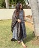 Grey Printed Cotton A-Line Kurti