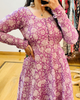Lavender Floral Printed Cotton Anarkali Kurti