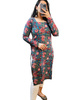 Blue Red Kantha Printed Cotton Straight Long Kurti