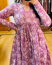 Lavender Cotton Printed Manmohini Alia Cut Kurta