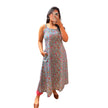 Grey Pink Floral Cotton A-Line Kurti