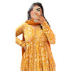 Mustard Cotton Printed Manmohini Alia Cut Kurta
