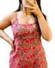 Pink Floral Kantha Printed Cotton Straight Long Kurti