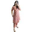 Orange Floral Printed Cotton Straight Long Kurti