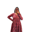 Red Floral Printed Cotton Manmohini Alia Cut Kurta
