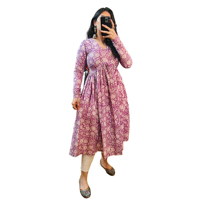 Lavender Pastel Floral Printed Manmohini Alia Cut Kurta
