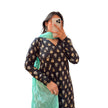 Black Floral Printed Cotton A-Line Kurti