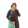 Black Floral Printed Cotton A-Line Kurti