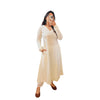 Off White Solid Cotton A-Line Kurti
