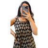 Black Leaf Printed Cotton Straight Long Kurti