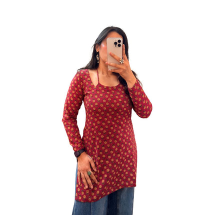 Pink Printed Cotton Avasya Short Kurti