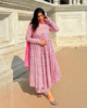 Pastel Pink Cotton Printed Manmohini Alia Cut Kurta