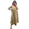 Pastel Mint Green & Pink Floral Cotton Manmohini Alia Cut Kurta