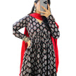 Black Red Printed Cotton Manmohini Alia Cut Kurta