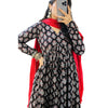 Black Red Printed Cotton Manmohini Alia Cut Kurta