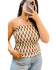 Creme Printed Smocked Tube Top
