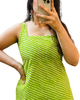 Lime Green Leheriya Printed Cotton Straight Long Kurti