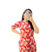 Red Paisley Kantha Printed Cotton Straight Long Kurti