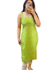 Lime Green Leheriya Printed Cotton Straight Long Kurti