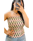 Creme Printed Smocked Tube Top