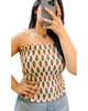 Creme Printed Smocked Tube Top