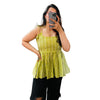 Lime Green Cotton Peplum Flare Top
