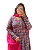 Purple Pink Cotton Printed Manmohini Alia Cut Kurta