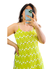 Lime Green Printed Cotton Straight Long Kurti
