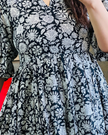Noor Black And White Floral Printed Flare Kurti