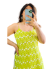 Lime Green Printed Cotton Straight Long Kurti