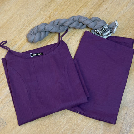 Dark Purple Solid Straight Kurta bottom Dupatta Set