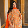Orange Floral Cotton Printed Anaya Gher Kurta